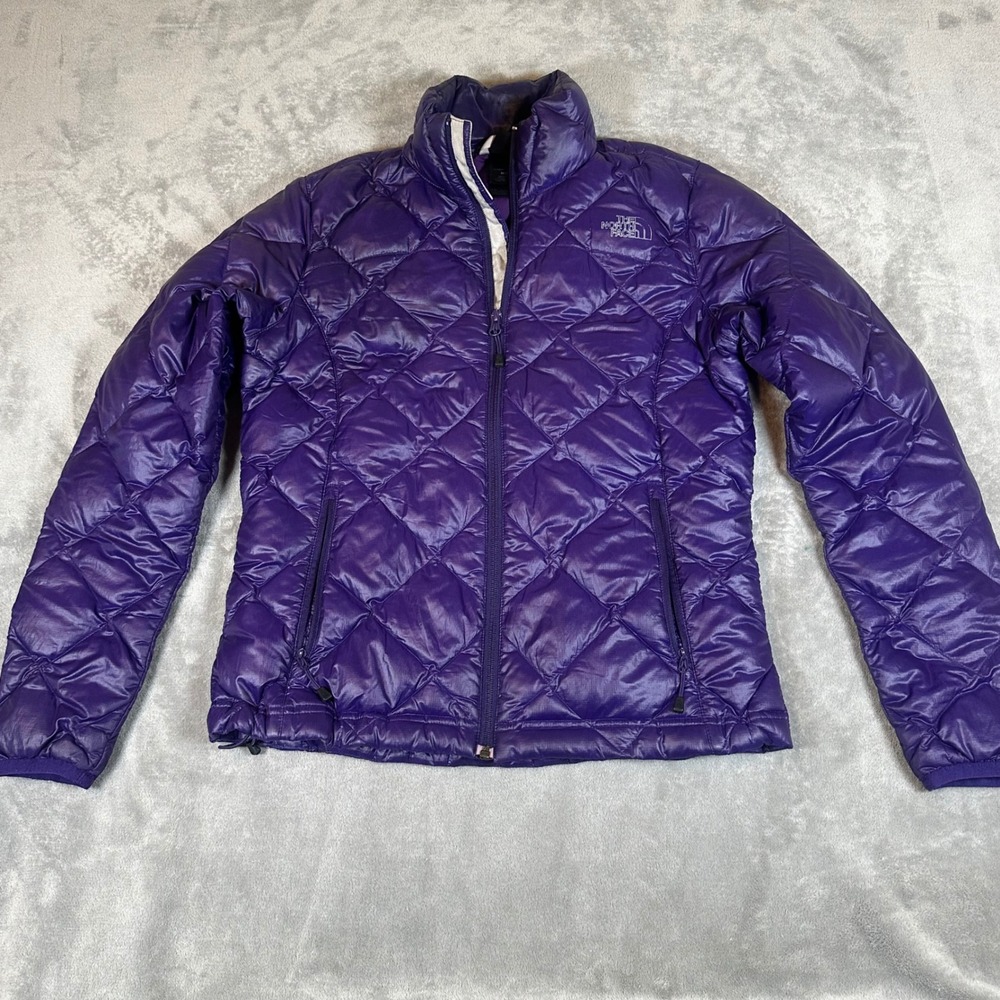 The North Face Womens Purple Diamond Quilted Down Puffer Jacket T209 M